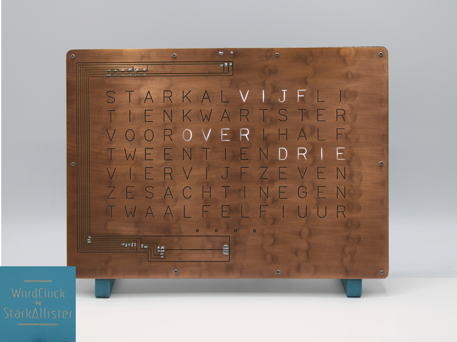 Horloge WordClock by StarkAllister - Dutch - Lake Blue