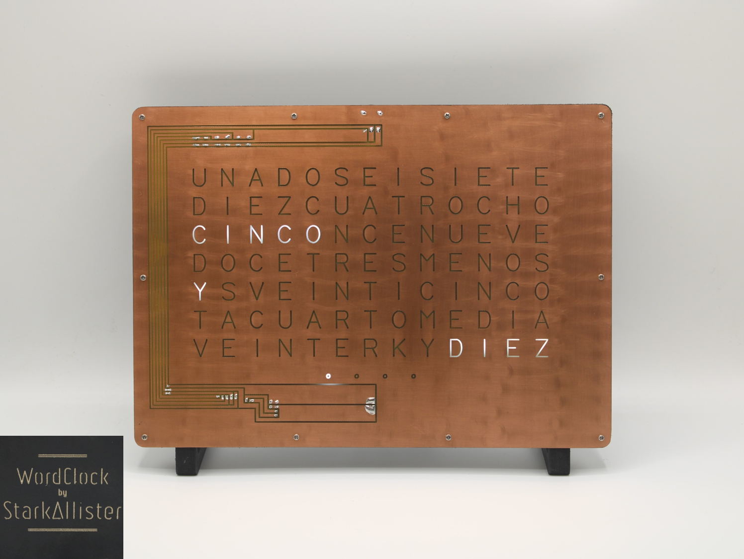 Horloge WordClock by StarkAllister - Espagnol - Noir