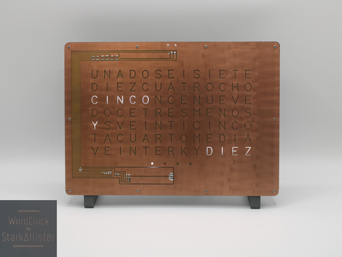 Horloge WordClock by StarkAllister - Espagnol - Gris Roche