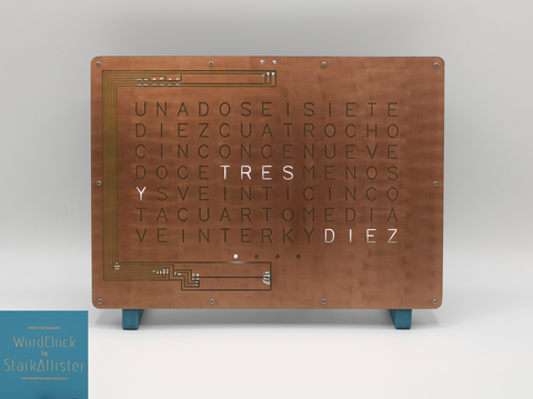 Horloge WordClock by StarkAllister - Espagnol - Bleu des lacs