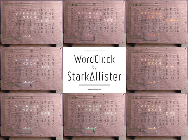 Horloge WordClock by StarkAllister - Allemand - Rouge cerise