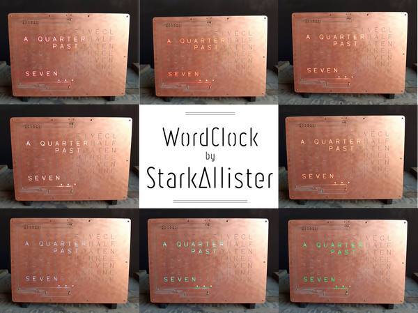 Horloge WordClock by StarkAllister - Anglais - Rouge cerise